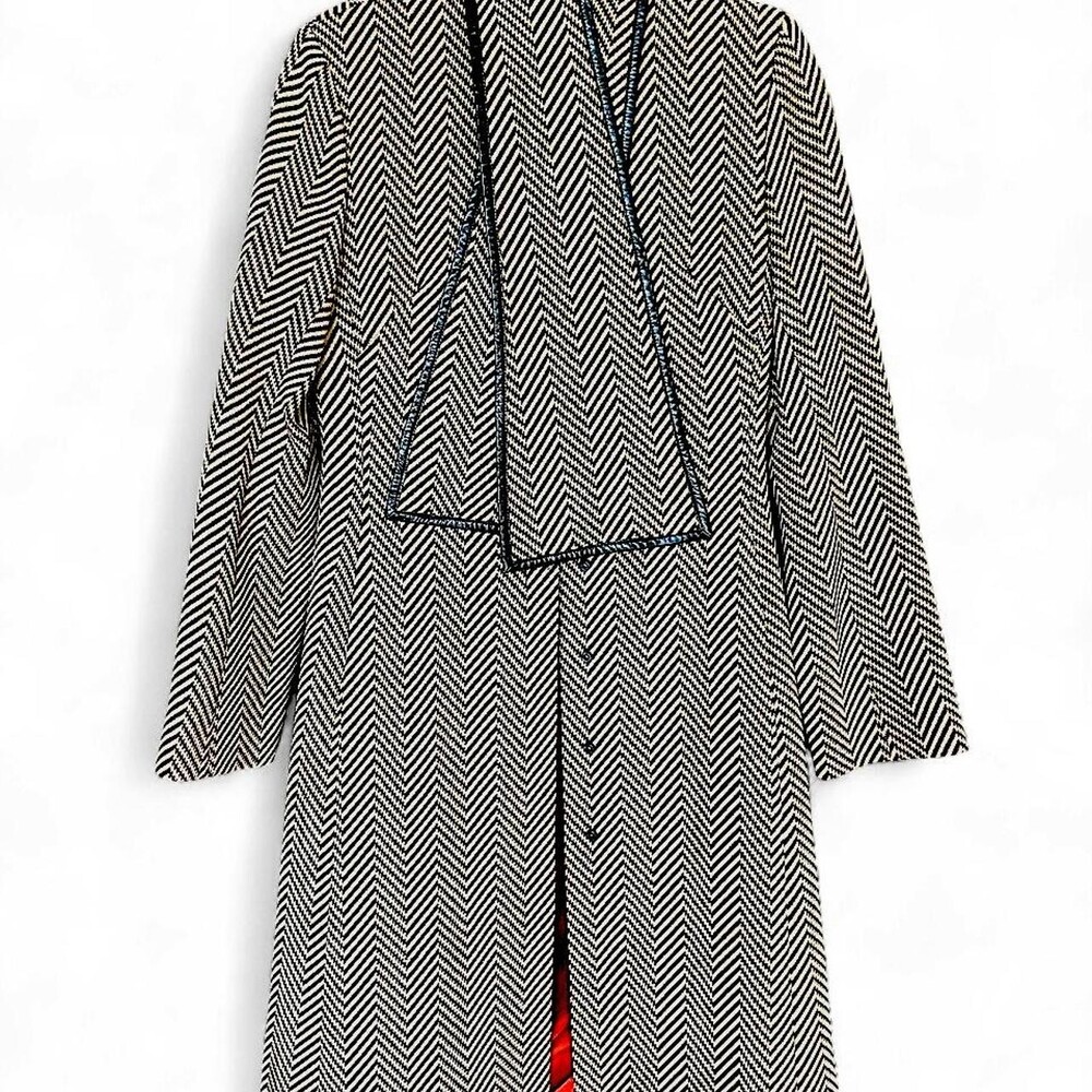 Vintage CELINE Michael Kors Era Wool Herringbone Coat + Scarf FR38